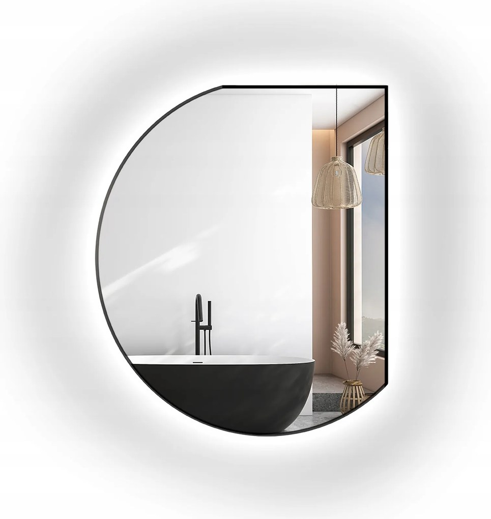 Nepravidelné zrkadlo Odetta v ráme Mdf s Led podsvietením 152x200