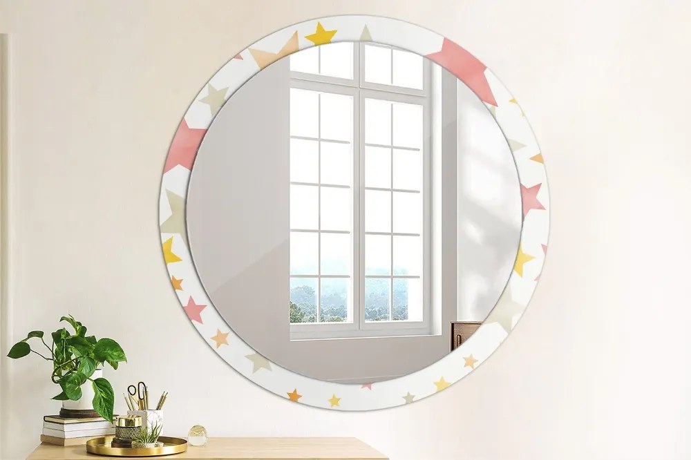Okrúhle ozdobné zrkadlo na stenu Pastelové hviezdy fi 100 cm