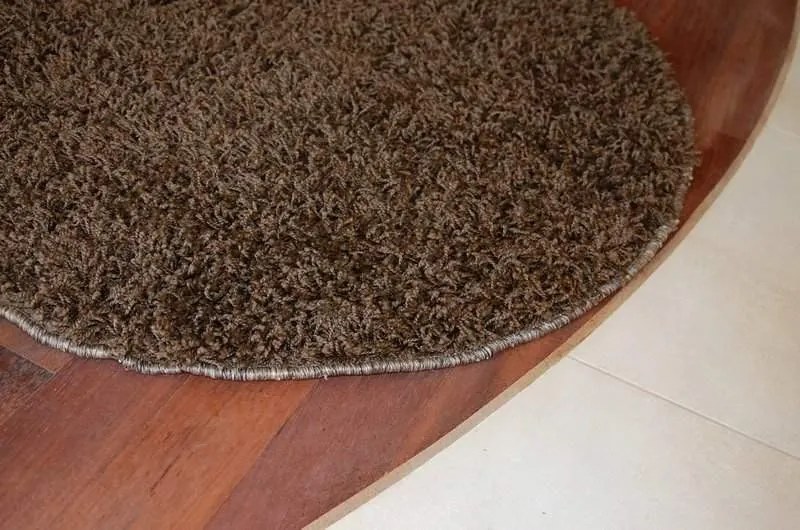 Okrúhly koberec SHAGGY Hiza 5cm hnedý