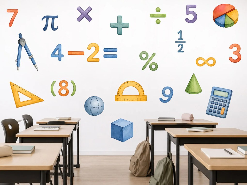 Škola matematika nálepky na stenu do učebne list 75 x 57 cm