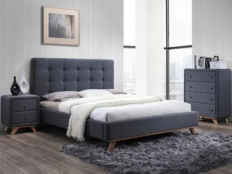 Sivá čalúnená posteľ MELISSA 160 x 200 cm Matrac: Bez matraca