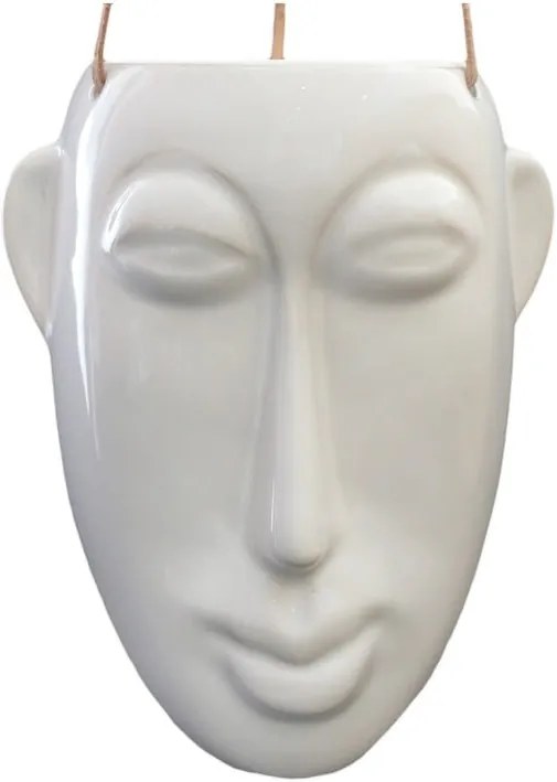 Biely závesný kvetináč PT LIVING Mask, výška 22,3 cm