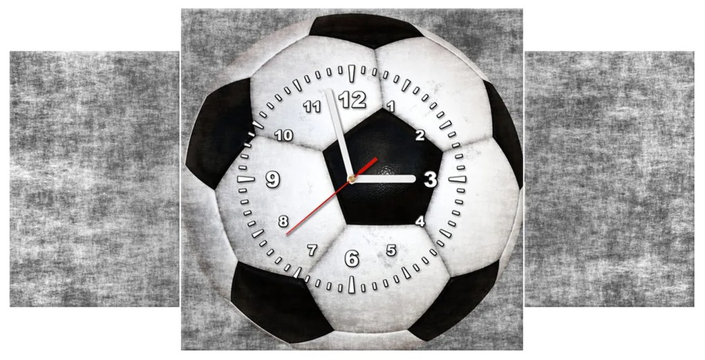 Gario Obraz s hodinami Futbalová lopta - 3 dielny Rozmery: 80 x 40 cm