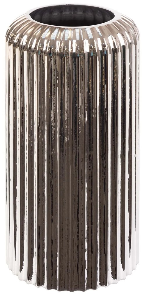 SKLENENÁ VÁZA NELA2 (01) (FI) 15X30 CM STRIEBORNÁ