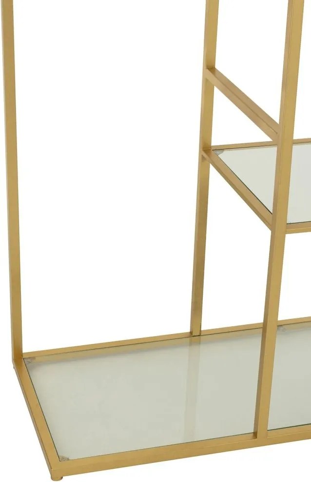 Zlatý antik kovový regál so sklenenými policami Doree gold - 120*40*180 cm