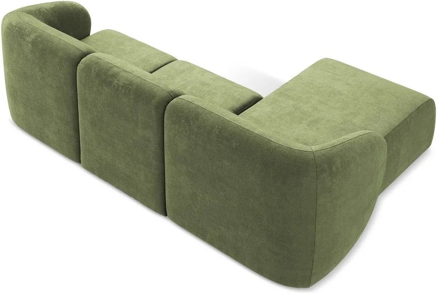 Zelená ženilková rohová pohovka (ľavý roh/s leňoškou) Lani – Makamii