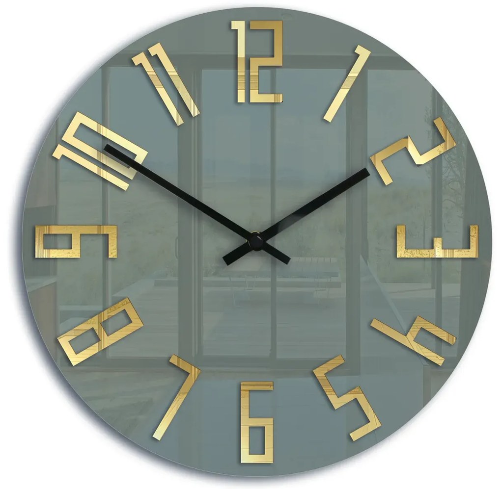 Nástěnné hodiny Slim 32 cm zlaté/šedé