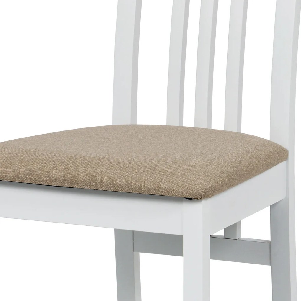 Autronic - jedálenská stolička, masív biely/látka béžová - BC-2482 WT AKCE