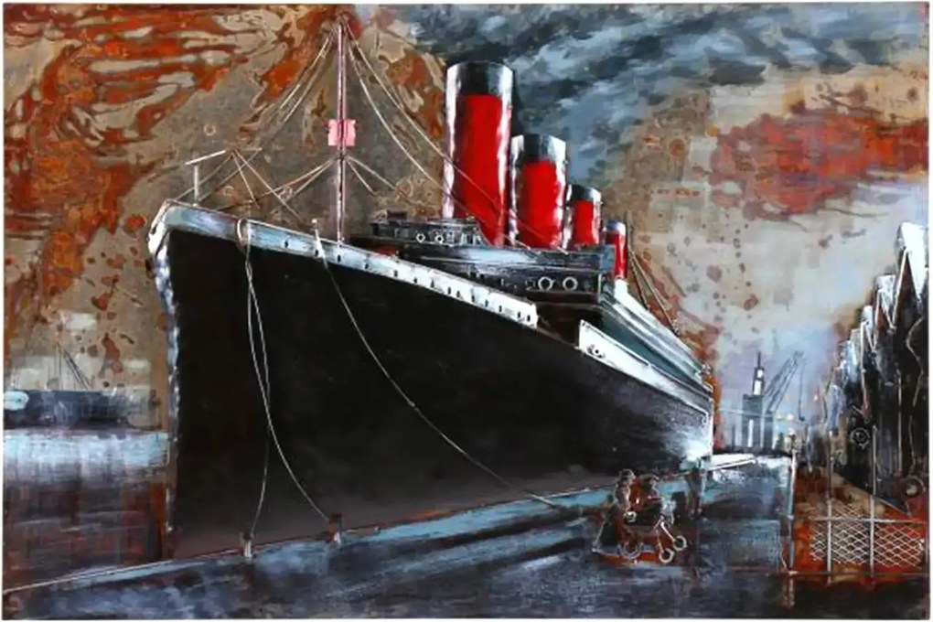 Ručne zváraný a maľovaný obraz z kovu 1200x40x800 Titanic