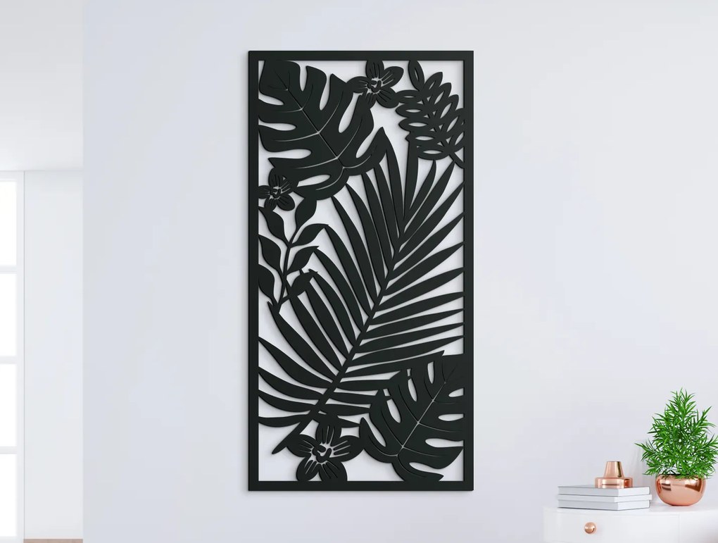drevko Drevený obraz Listy vo vetre Rozmer obrazu: 44,5 x 22,5 cm, Farba dekorácie: Čierna