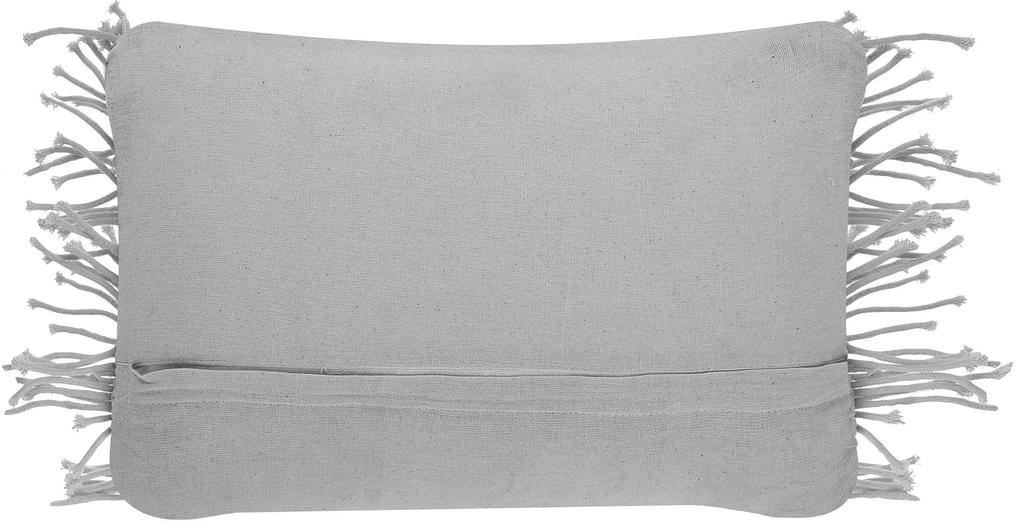 Dekoratívny bavlnený makramé vankúš 30 x 45 cm sivý KIRIKKALE Beliani