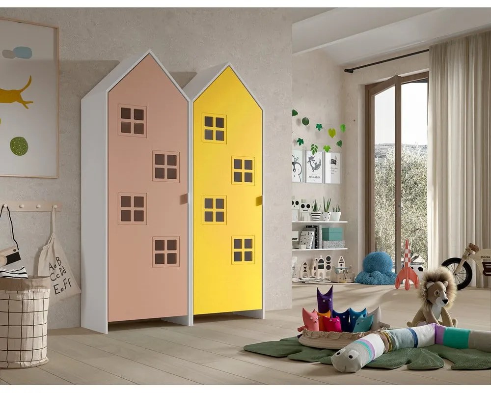 Žlto-ružová detská šatníková skriňa 115x171,5 cm CASAMI BRUGES – Vipack
