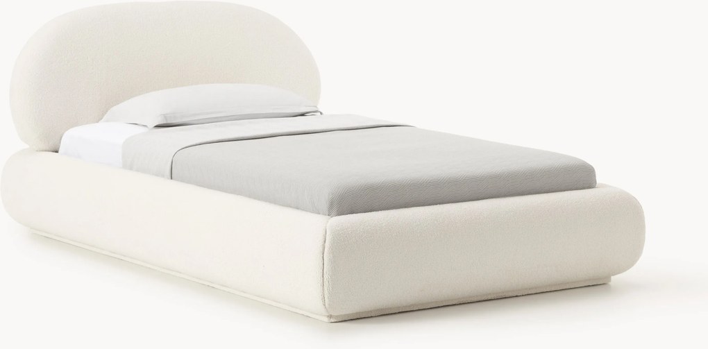 Plyšová čalúnená jednolôžková posteľ Alba