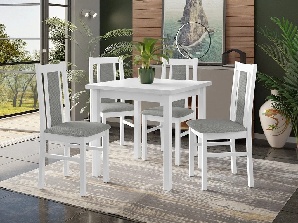 Stôl so 4 stoličkami - AL27, Morenie: biela - L, Poťahové látky: Soro 28