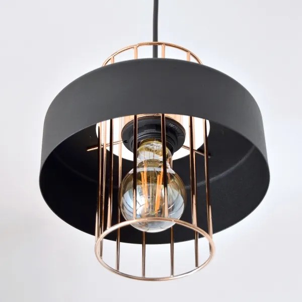 LED Luster na lanku VOLTA 2xE27/15W/230V čierna/zlatá