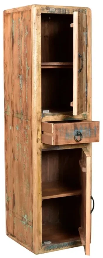 furniture-nabytek.cz - Masívna kúpeľňová skrinka Kalkata z recyklovaného dreva, lakovaná, viacfarebná – 35×35×125 cm