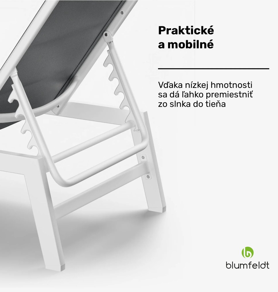 Blumfeldt Renazzo Lounge ležadlo, nosnosť 120 kg, 5-stupňové, vodoodpudivé