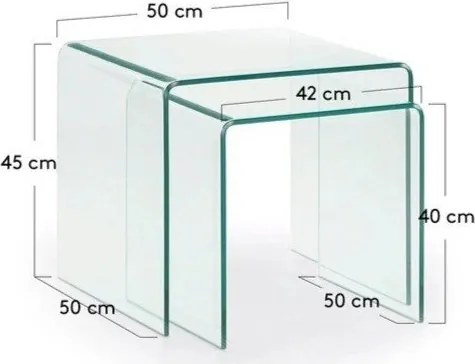 Sklenené konferenčné stolíky v súprave 2 ks 50x50 cm Burano – Kave Home