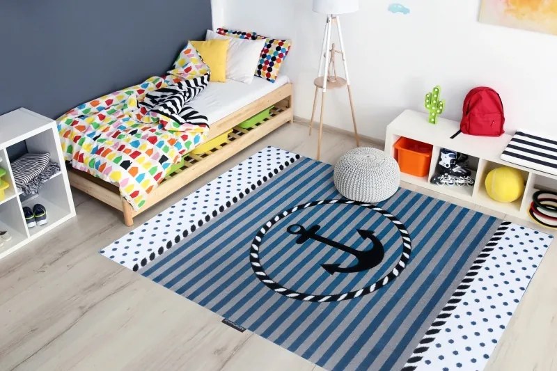 styldomova Detský modrý koberec PETIT kotva