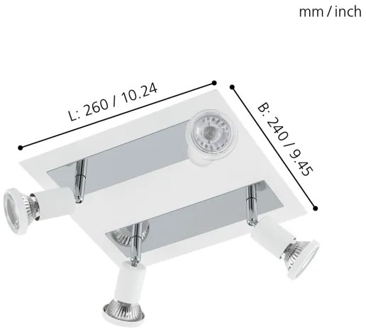 Eglo 94962 - LED Bodové svietidlo SARRIA 4xGU10-LED/5W/230V