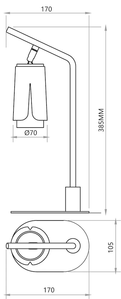 Stolná lampa Flower, 1x biele/chrómové kovové tienidlo, w