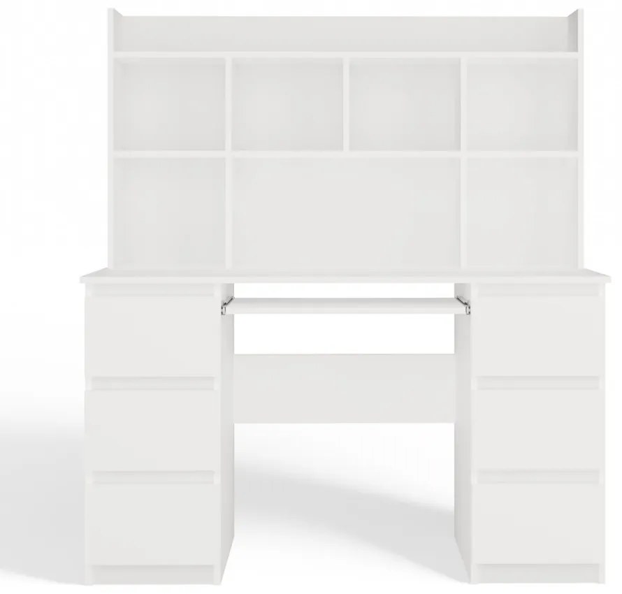 Písací stôl s nadstavcom KUBA 130 cm biely