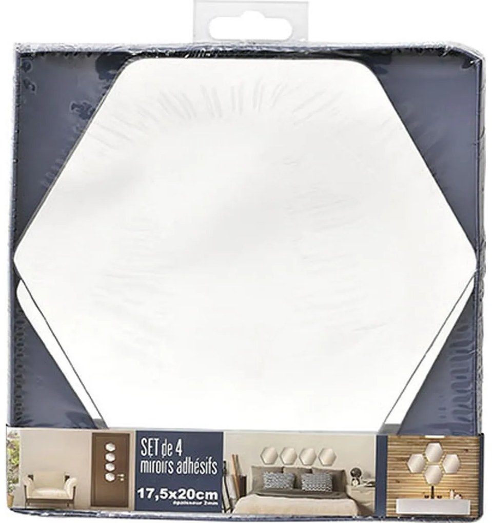 TENDANCE Zrkadlo Levi Hex, strieborné, sada 4ks