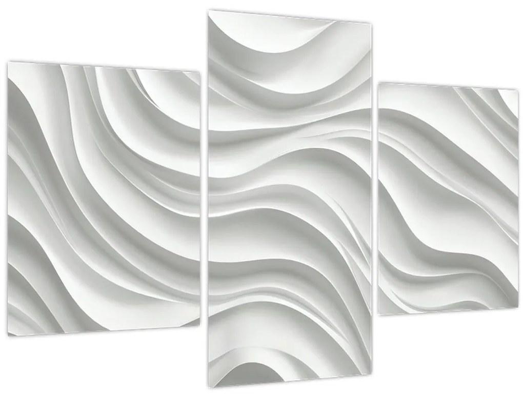 Obraz - 3D biele vlny (90x60 cm)