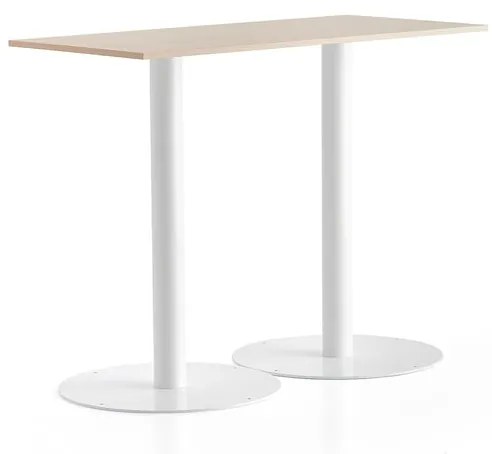 Barový stôl ALVA, 1400x700x1100 mm, biela, breza