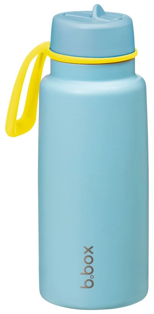 Antikorová termofľaša so slamkou 1 l - svetlomodrá/žltá