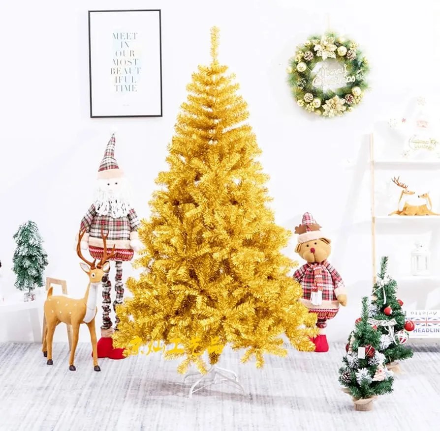 Zlatý umelý vianočný stromček, 120 cm 230 vetiev