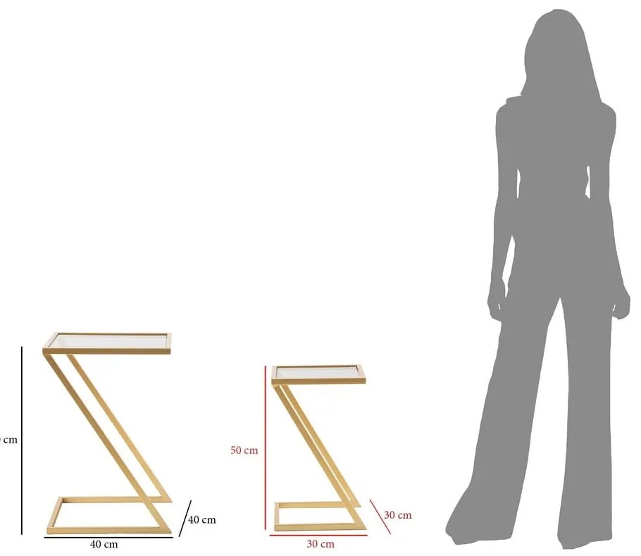 Odkladacie stolíky v súprave 2 ks so sklenenou doskou 40x40 cm Zet – Mauro Ferretti