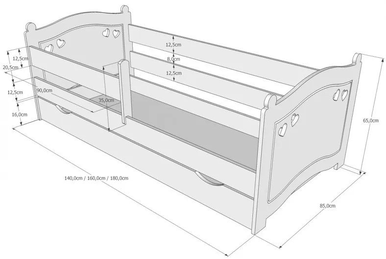 Raj posteli Detská posteľ EMKA  PW 160x80 cm