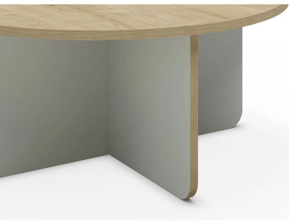 Svetlozelený/v prírodnej farbe okrúhly konferenčný stolík s doskou v dubovom dekore ø 80 cm Hillary – Marckeric