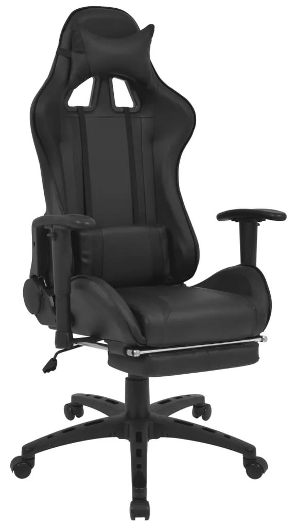 vidaXL Sklápacie kancelárske kreslo s podnožkou, pretekársky dizajn, čierne