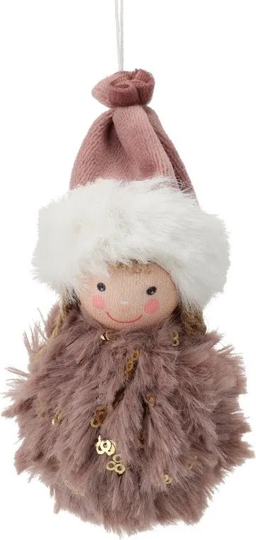 Závesné dievčatko v tmavoružovej farbe 13 cm