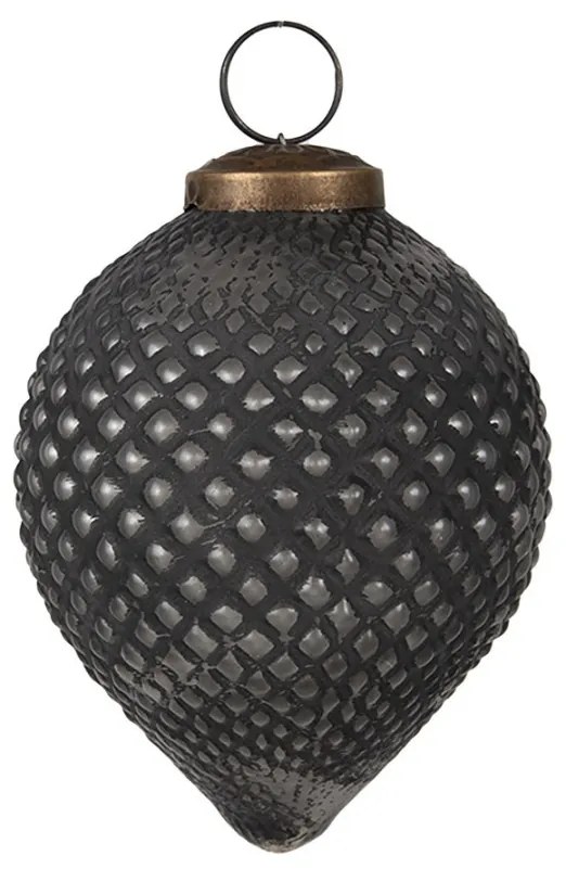 Granitová antik sklenená vianočná ozdoba šiška Noirre - Ø 8*10 cm