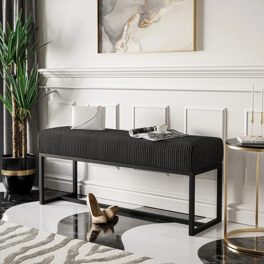 ČALÚNENÝ TABURET / LAVICA CLAUDIO + ČIERNY PODSTAVEC