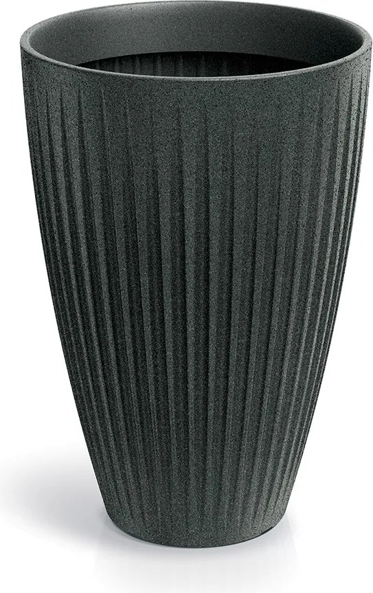 Vysoký kvetináč LATIE ROUND II 40 cm granitovo čierny
