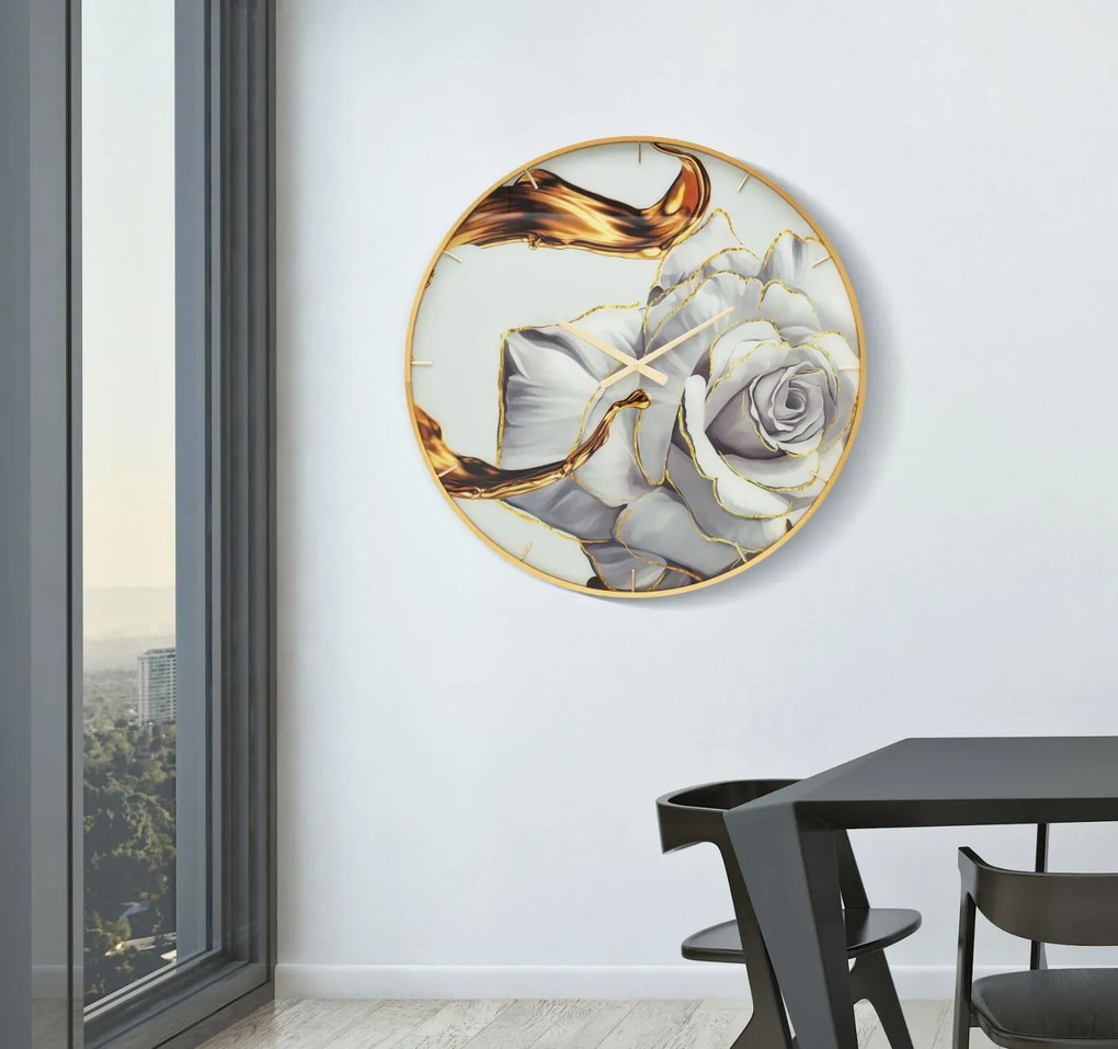 Nástenné hodiny Glass Rose 80 cm viacfarebné/zlaté