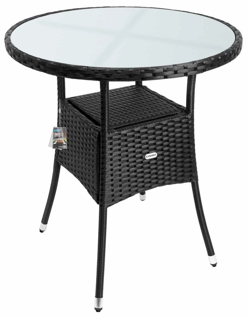 Záhradný stôl Reno, polyratan Ø60cm čierny