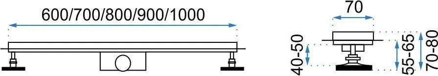 Odtokový žľab REA LINE 2 100 cm, chróm
