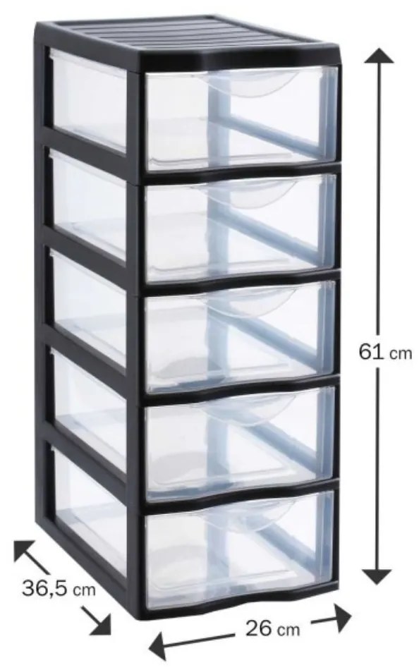 Úložný box s 5 vyššími zásuvkami, antracit, OFFICEMIX