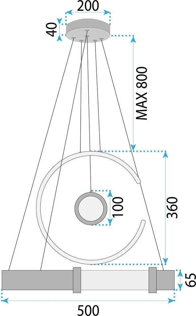 Toolight Toolight, LED stropné osvetlenie 64W, 3000W, LHJ060-CP, zlatá, OSW-50029