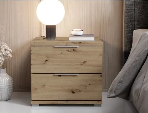 Nočný stolík s 2 zásuvkami Smilla, výška 43 cm, dub artisan%