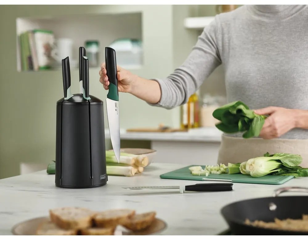 Súprava 5 ks nožov z nehrdzavejúcej ocele s rotačným stojanom Elevate – Joseph Joseph