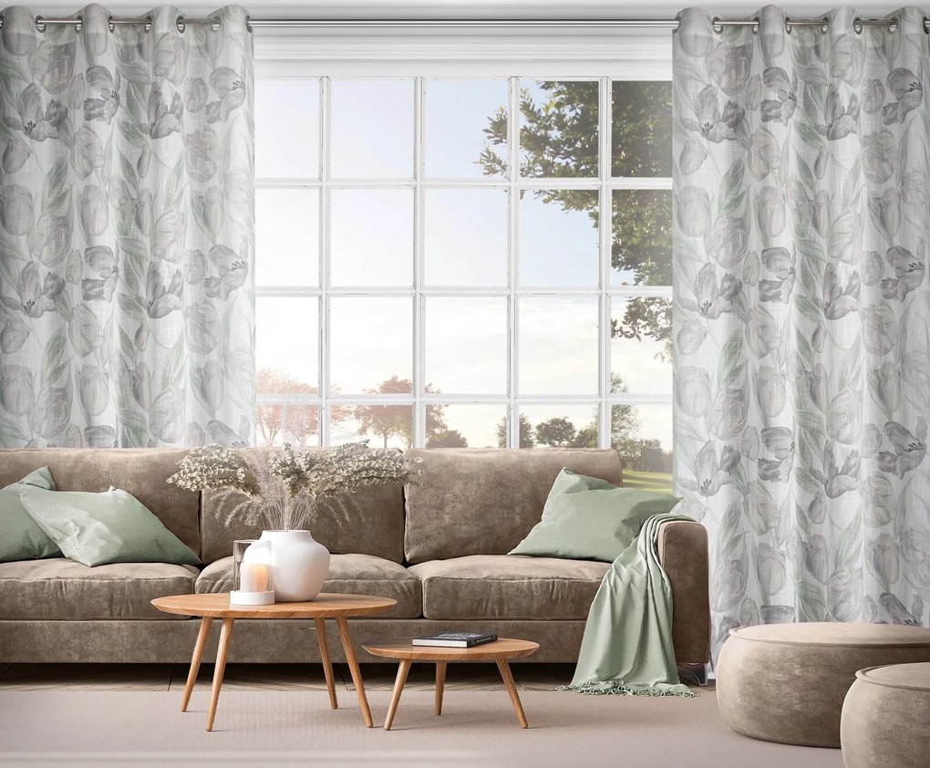ZÁVES NA KRÚŽKOCH MILLIE 140X250 CM KVETY