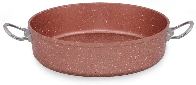 Ružový nízký hliníkový hrniec s pokrievkou Güral Porselen Classic, ø 30 cm