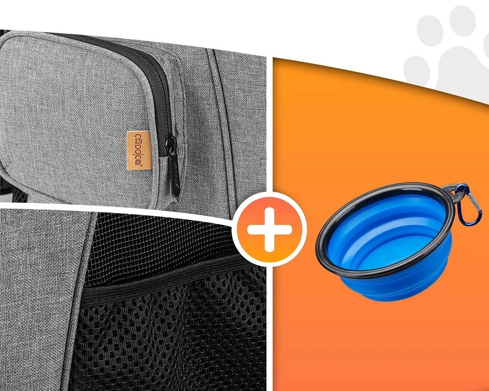 Batoh pre psy a mačky JOY,  31x30x41cm, šedá Cadoca