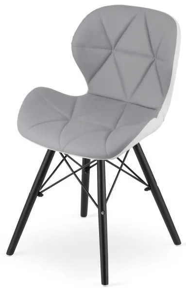 Set troch jedálenských stoličiek LAGO ekokoža, sivé / biele / čierne (3 ks)